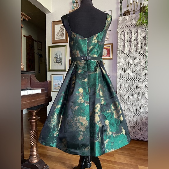 Eliza J Green and Gold Floral Midi Dress - Picture 5 of 10